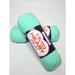 Red Heart Baby Yarn 2 Skeins Pastel Green 100% Acrylic 3 Ply 1 oz. Each